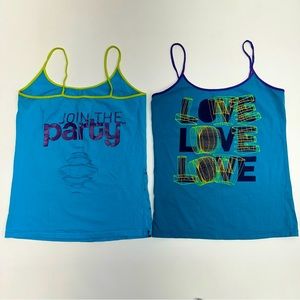 Zumba Tank Top Bundle Lets Party Zumba 2 Tops Womens Size XL